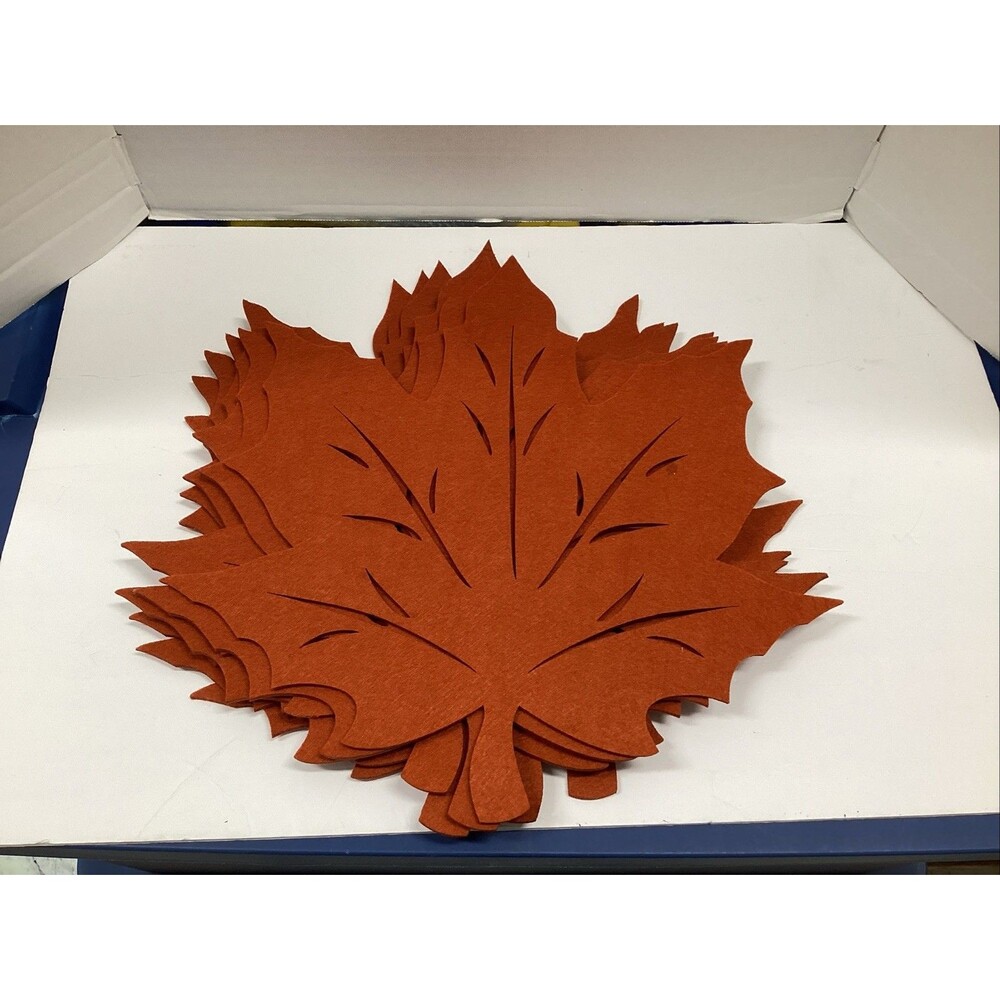 fall autumn set of 8 orange placemats felt leaf 18” Thanksgiving, Fall decor
